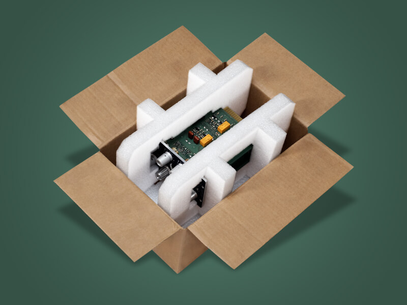 aixPAD Konstruktive Verpackung für elektronische Bauteile aixPAD Konstruktive Verpackung für ein Elektrobauteil in einem Karton