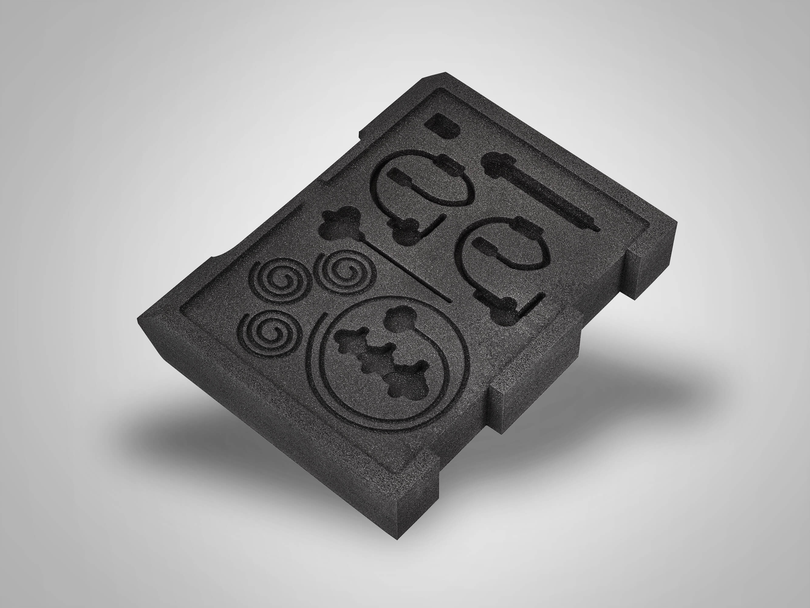 Werkzeugeinlage mit passgenauen Aussparungen für Werkzeuge und Messgeräte von aixPAD