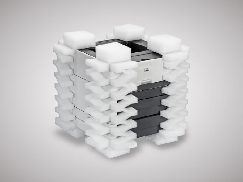 aixPAD Konstruktive Verpackung für Drucker aixPAD Konstruktive Verpackungslösung als Stretchecken für einen Drucker